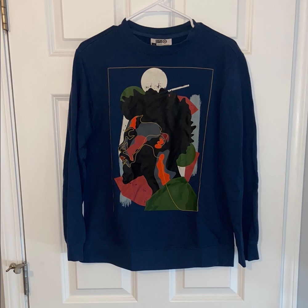 Target Blue Crewneck Sweater with Artistic Design